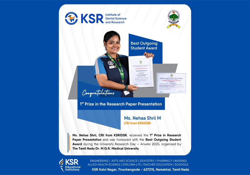 1st Prize in the Research Paper Presentation – Ms. M. Nehaa Shrii